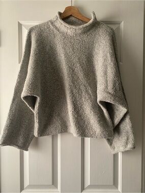 Cozy Split Mock Neck Women's Sweater - Stone Gray - size small